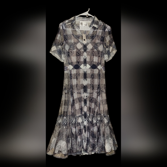 Anthropologie X In Earnest Gingham Lace Dress - Picture 2 of 11